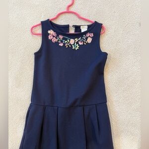 Navy Blue Floral Embroidered-JCREW